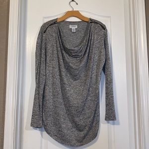 Gray Long Sleeve Cowl Neck Top Size M